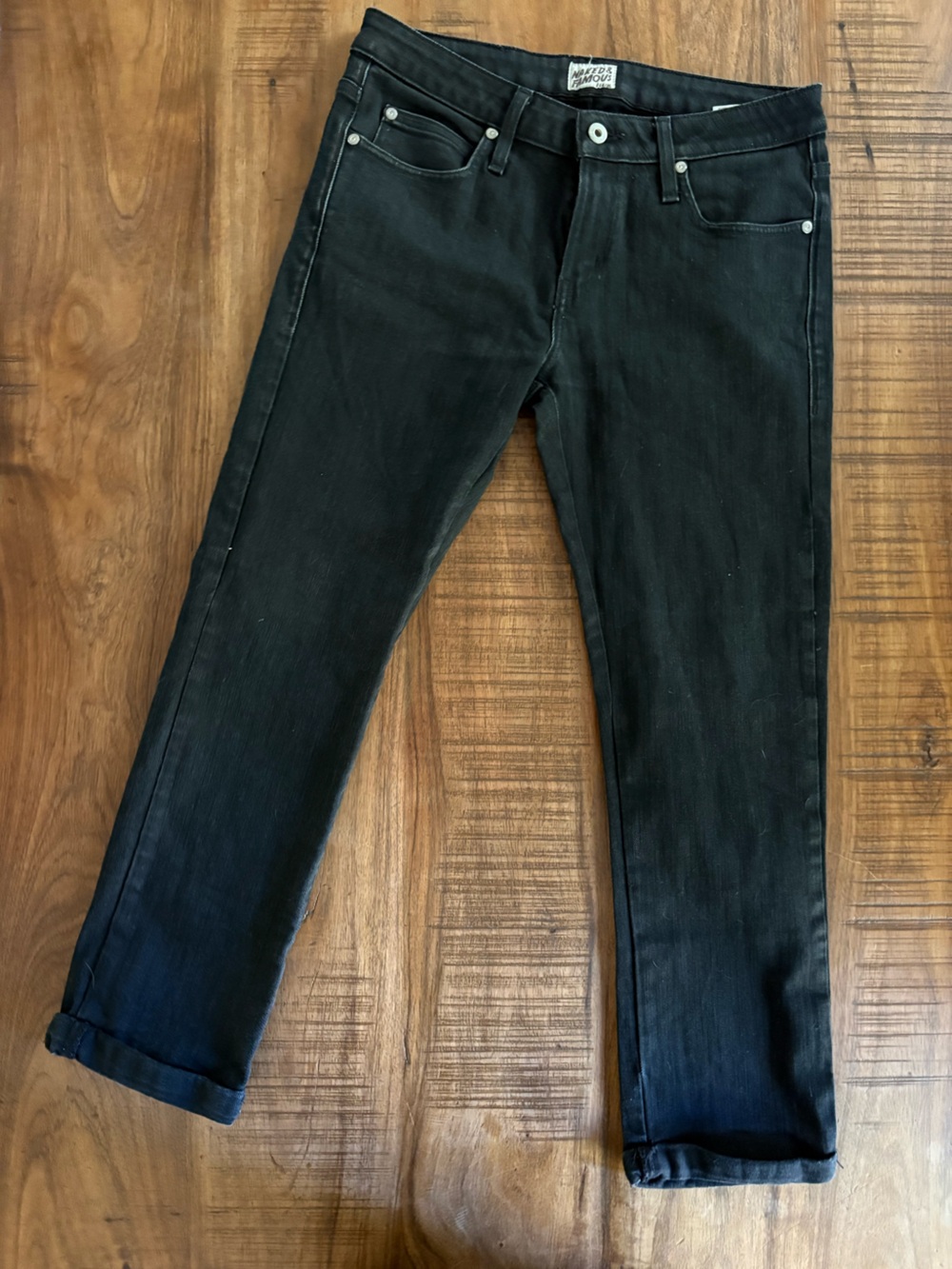 Naked & Famous Denim black slim-straight jeans